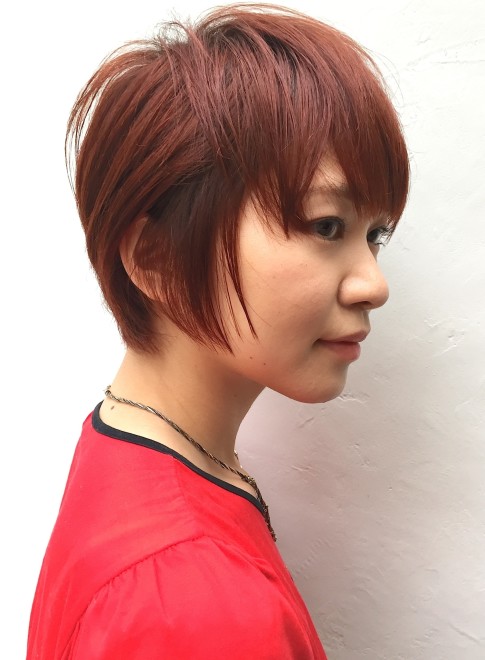 ショートヘア オレンジ色の個性的なボーイッシュショート Gokan Omotesando の髪型 ヘアスタイル ヘアカタログ 21春夏