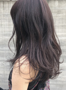 アッシュ セミロング 紫 画像あり の髪型 ヘアスタイル ヘア