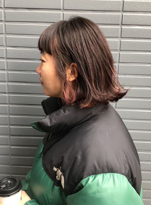 ボブ インナーハイライト ピンク Blessの髪型 ヘアスタイル ヘアカタログ 秋冬