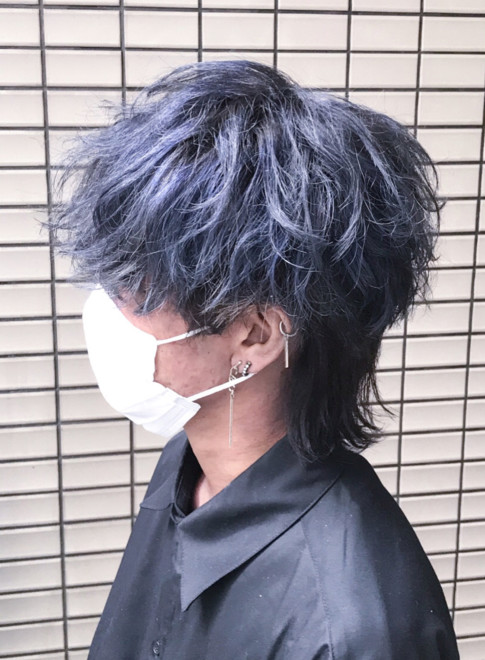 メンズ ブルーツートンマッシュウルフ Virgoの髪型 ヘアスタイル ヘアカタログ 21夏 秋