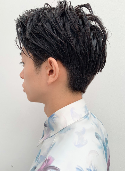 メンズ 七三オールバックかきあげヘアツーブロック Atelier Ittowaの髪型 ヘアスタイル ヘアカタログ 秋冬