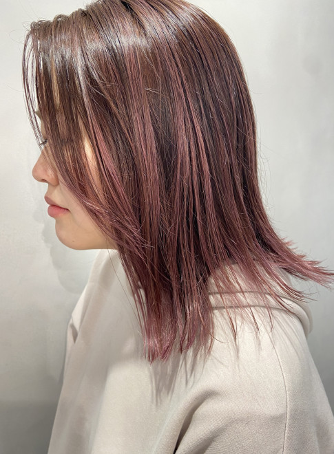 ミディアム ハイライトたっぷりピンクカラー Letonの髪型 ヘアスタイル ヘアカタログ 22春夏